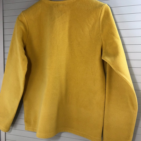 Lands' End Women's Mustard Thick Fleece Half Button Up Pullover Sweater Sz M - Picture 5 of 6